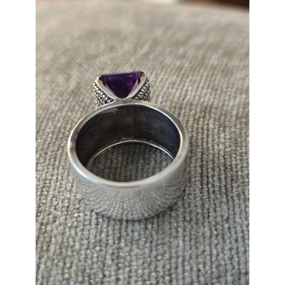 Artisan Amethyst Sterling Ring Sz 7.5 Vintage Stunning!